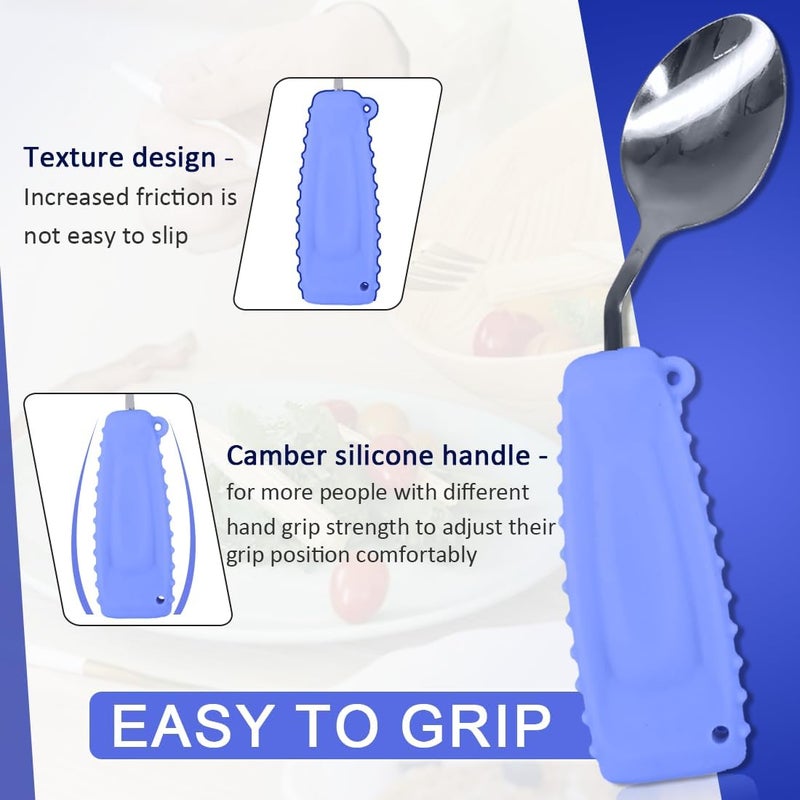 Ehucon Adaptive Weighted Silverware Utensils Angled Spoon for Hand Tremors Parkinsons,Weighted Utensils with Non-Slip Easy Grip Handles for Independent Eating(Left Hand,Purple,Pack of 1) - Image 2